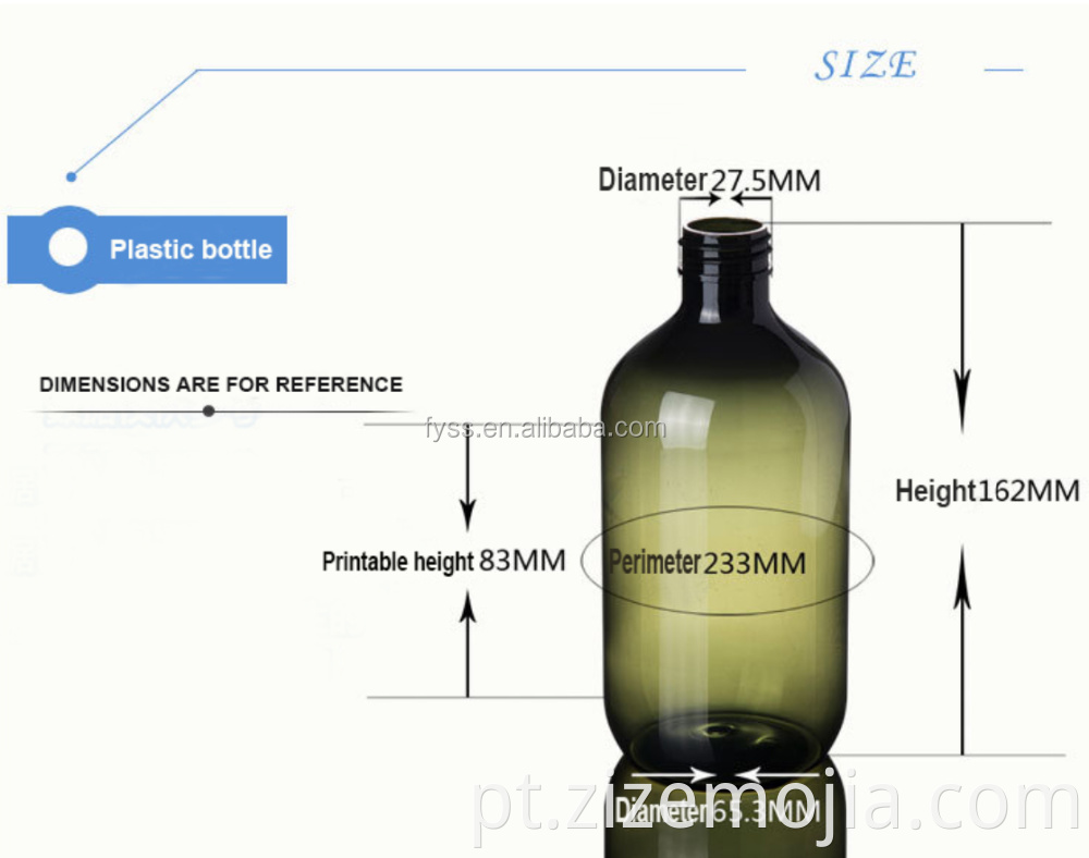 Frasco plástico de 500ml para animais de estimação vazio frasco de shampoo de gel de banho